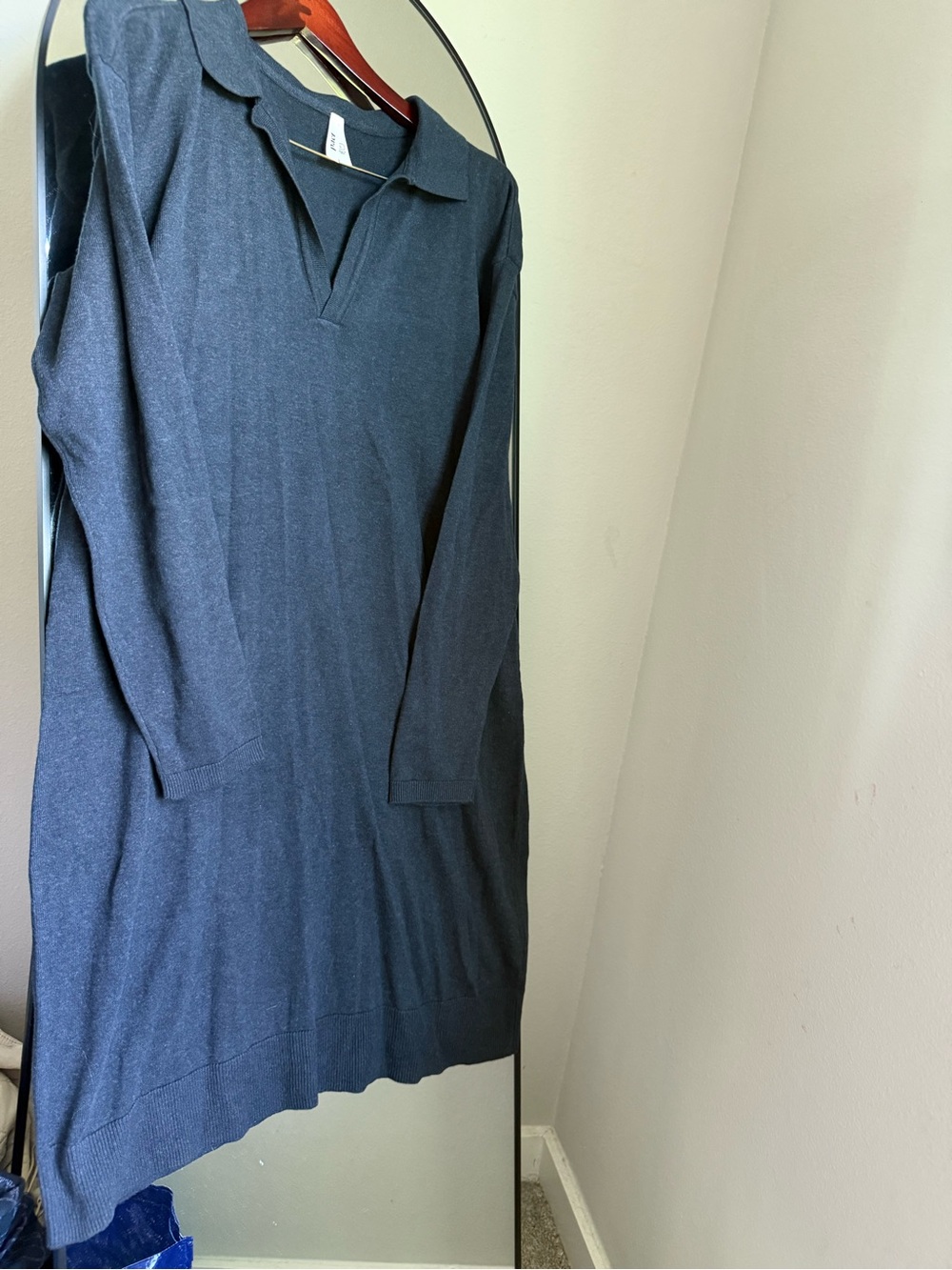 Pact Womens Classic Fine Knit Collared Sweater Dress